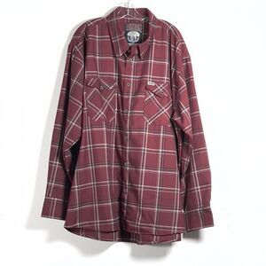 Dixxon Flannel Plaid Shirt Mens Sz 4X Burgundy Long Sleeve USAF PJ Para Rescue